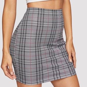 grey plaid mini skirt